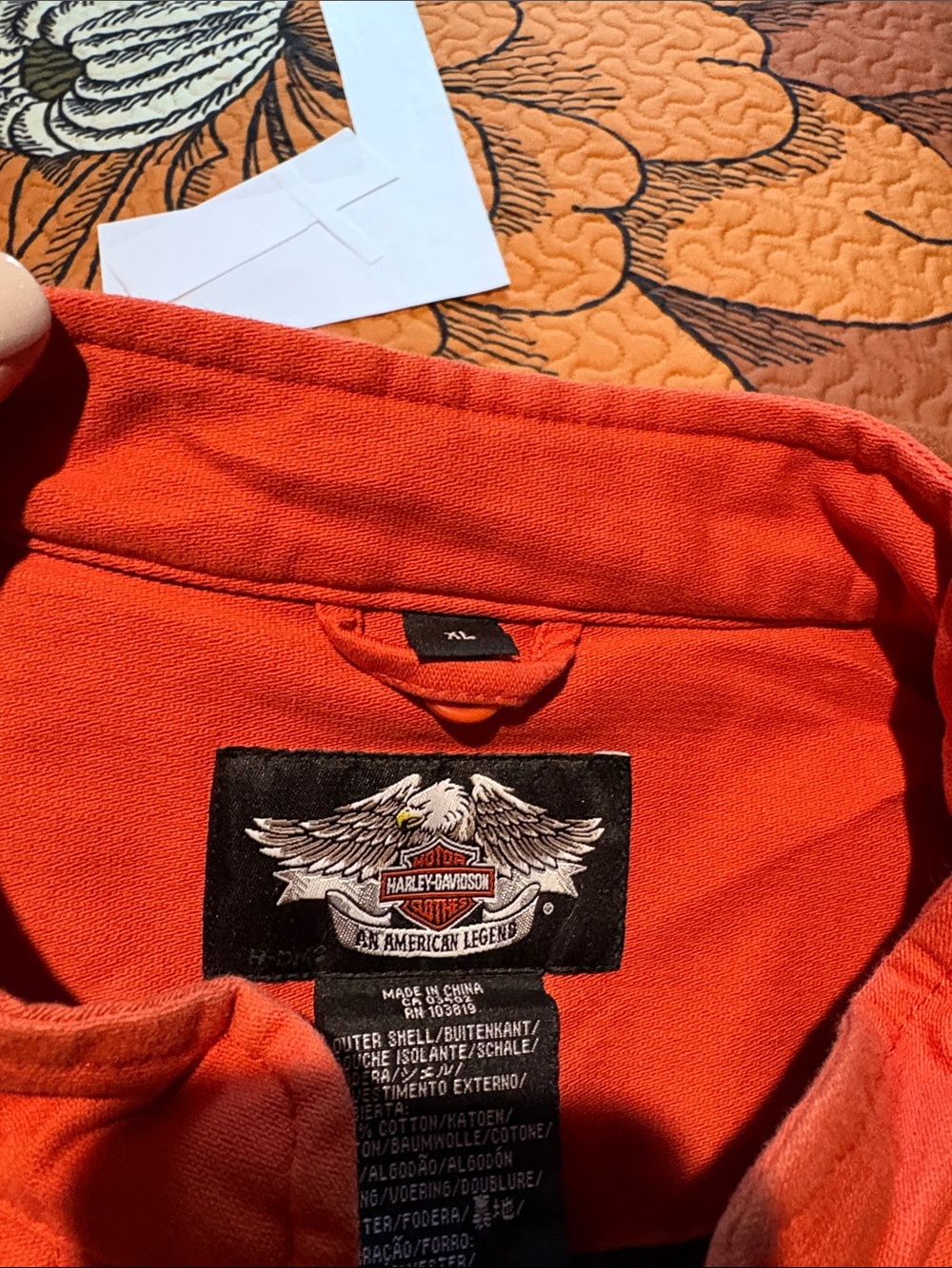 Harley-Davidson Women's Bright Orange Studded Zip Jacket - Picture 3 of 4
